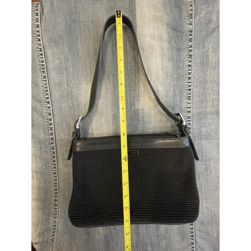 The Sak Elliott Lucca‎ Shoulder Hobo Bag Black Crochet  Leather Strap